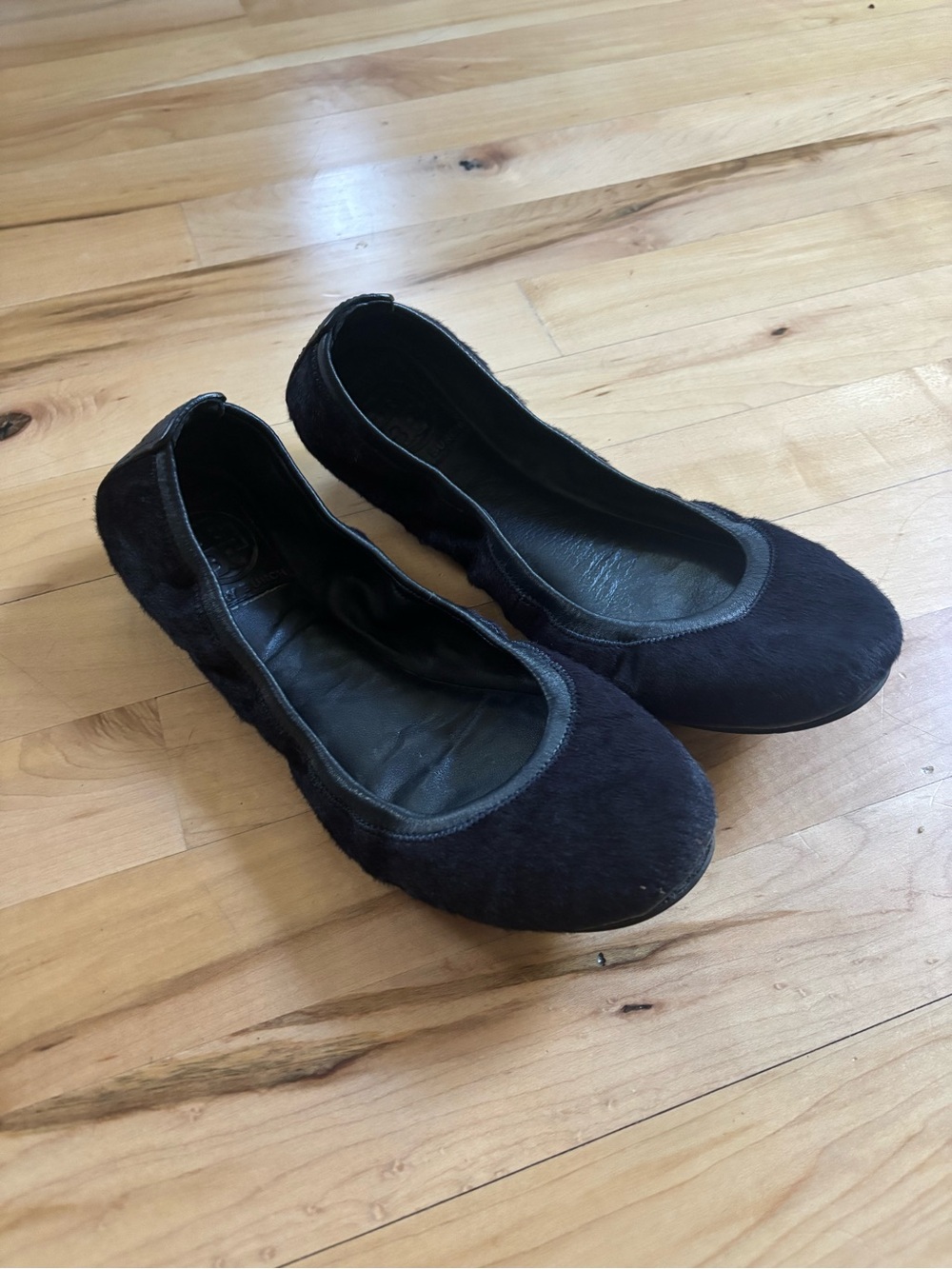 Tory Burch Navy 6.5 Calf Hair Eddie Ballet Flats